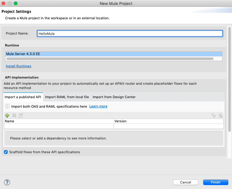 Mulesoft Settings